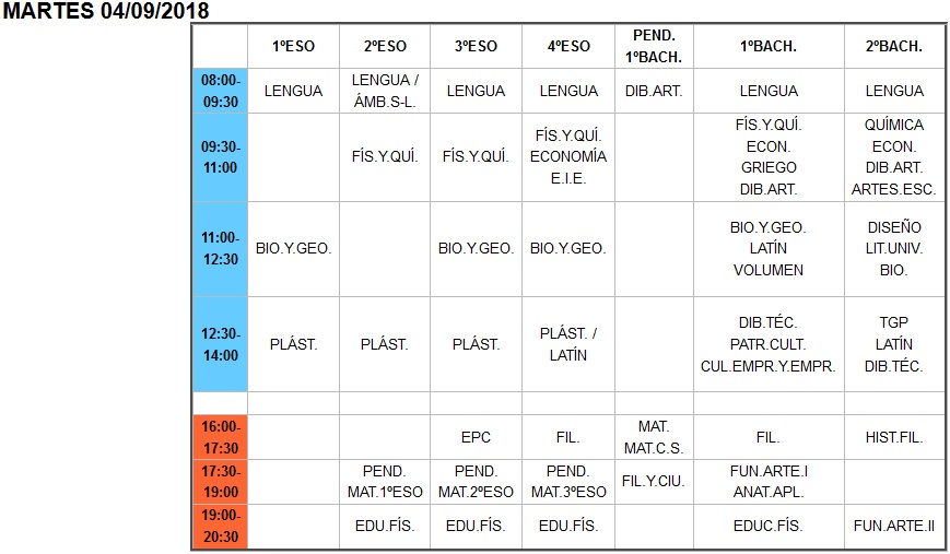 Calendario de septiembre