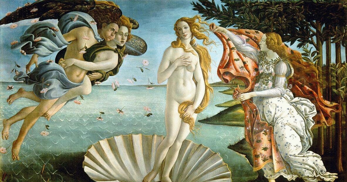 El nacimiento de Venus Afrodita. Sandro Botticelli.